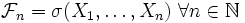\mathcal{F}_n = \sigma (X_1,\ldots ,X_n) \ \forall n \in \mathbb N